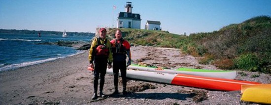 Tim and I at Rose Island Light House 2009, mile 17 of 38 mile circumnavigation of Aquidneck Island