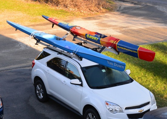 Loaded up for the race with my Mohican and Chris' Huki  I have been paddling for 2 weeks.