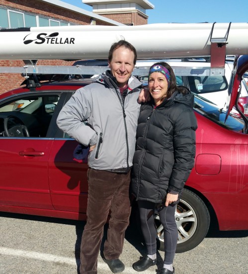 Tim and Jen with post race smiles. This was Jen's 1st surfski race! Congrats.