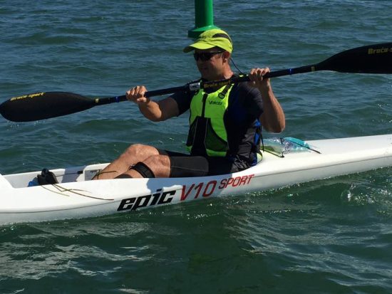 With a favorable wind behind us, Bruce was able to complete the entire race just by maintaining this pose. (photo courtesy of Eric McNett).